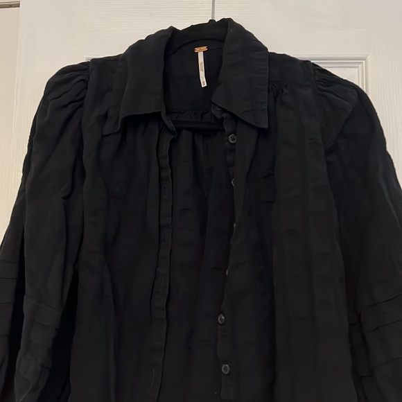 Free people black happy days peasant blouse - Picture 3 of 5